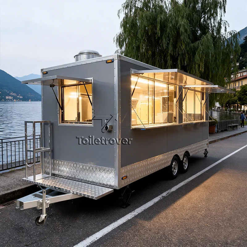 

Street Food Cart Trailer Mobile Food Van Trailer Doner Kebab Food Truck Pizza Food Trailer Truck with Full Kitchen Equipment