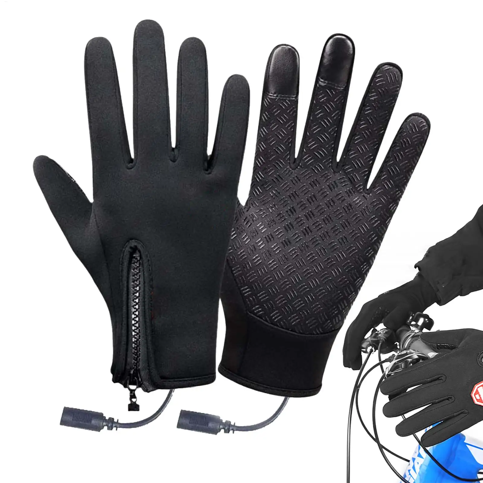 1 paarHeated Radfahren Handschuhe Hand Wärmer Wiederaufladbare Beheizte Fäustlinge Handschuhe Winddicht Warme Beheizte Handschuhe Heizung Handschuhe Für Reiten