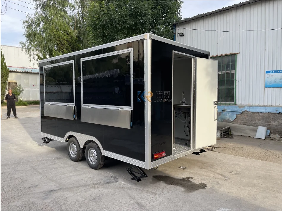 Coffee Cart Food Trailer With Kitchen Equipments Street Mobile Fast Food Truck Van Ice Cream Cart