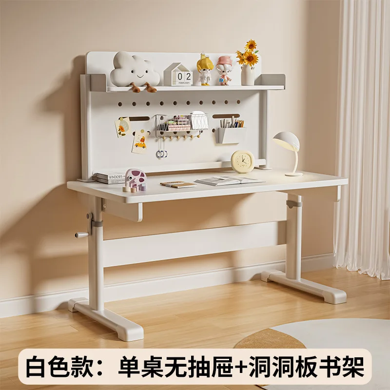New solid wood children's study table, lifting hole board writing table, bookshelf chair set