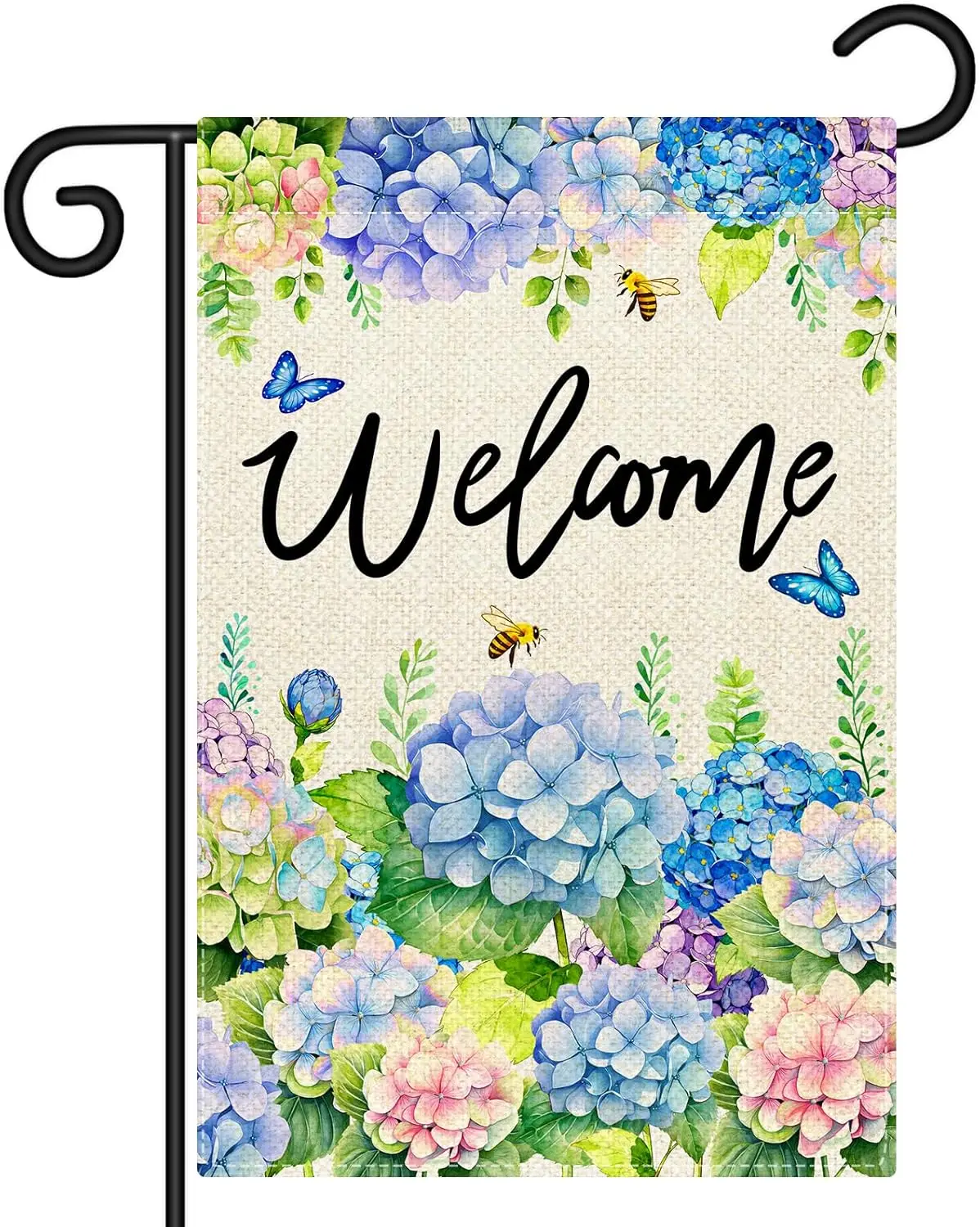 Nanafast Hydrangea Spring Garden Flag Double Sided 12x18 Inch Welcome Floral Garden Flags for Outside Yard Decoration WWP