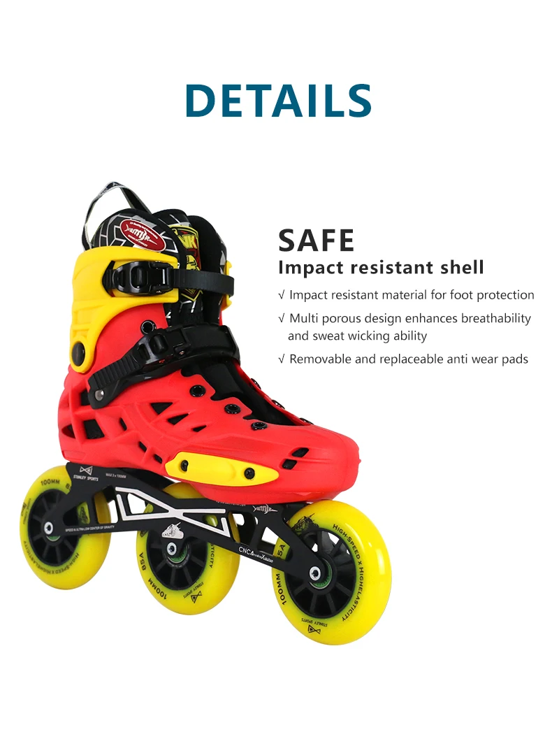 اللياقة البدنية صف واحد زلاجات دوارة للأطفال، عجلات احترافية قابلة للإزالة 3 × 100 مم زلاجات مضمنة، في الهواء الطلق PU Blue STANLEY Boys #3