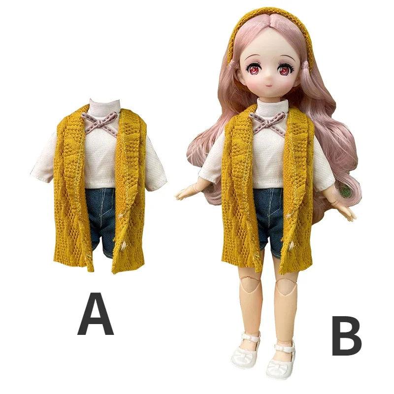 Cartoon Anime Face 30cm Two-dimensional 1/6 BJD Doll Princess Doll (B) or Dress Up Clothes (A) Kids Girls Doll Toy Gift