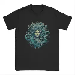 Medusa Greek Mythology T Shirts Men's Cotton Humorous T-Shirt Crew Neck Snakes Halloween Tees Short Sleeve Clothing Plus Size
