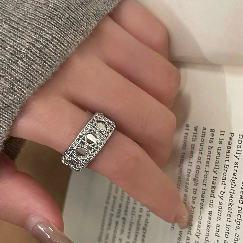 

Price S925 Sterling Silver Great Pattern Spinner Ring Men Women Real Silver Double-layer Rotatable Rings Jewelry