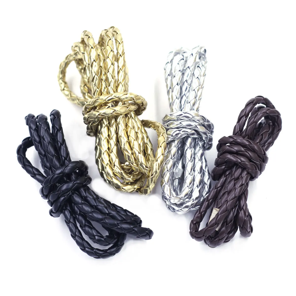 Cord Braiding Rope Leatheroid For Bracelet Necklace Gold Silver Black Coffee Plated Jewelry DIY Creation Making Accessories 5mm