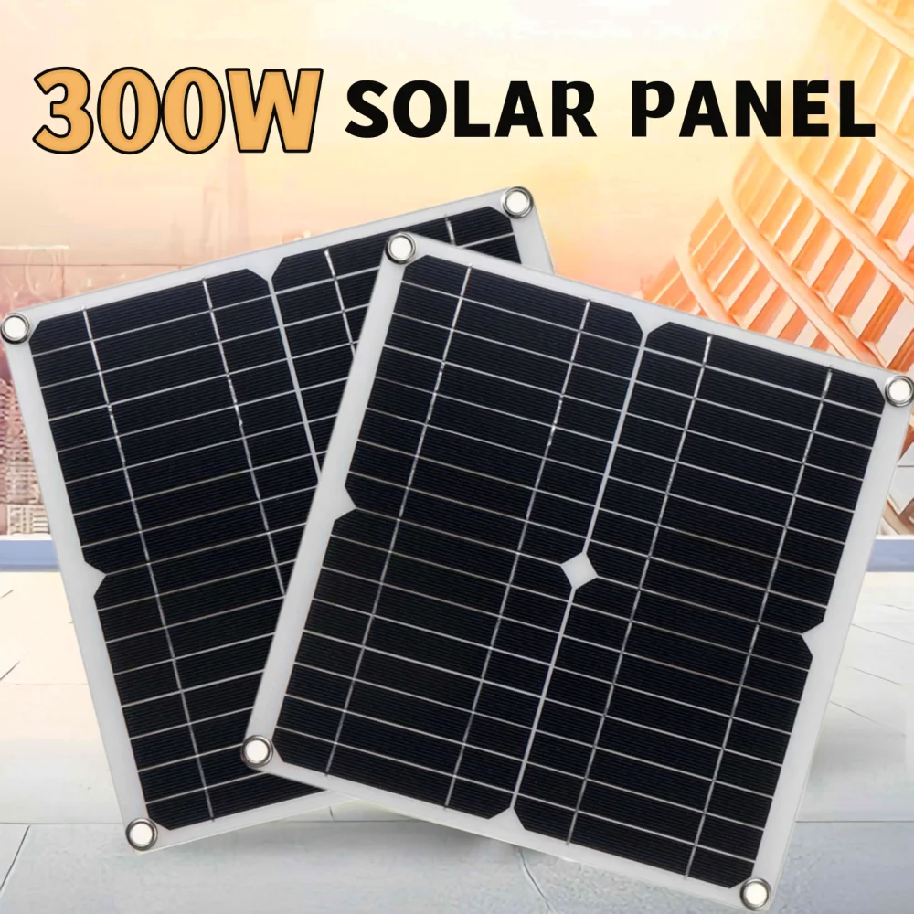 300W Solar Panel DC12V Solar Charging Portable Outdoor Camping Hiking Mobile Phone Computer Battery Fast Charging Solar Kit