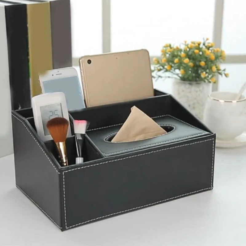 Remote Control Holder Tissue Box Holder  Stationery Box Covers Leather Box Cover For Home 1 PCS