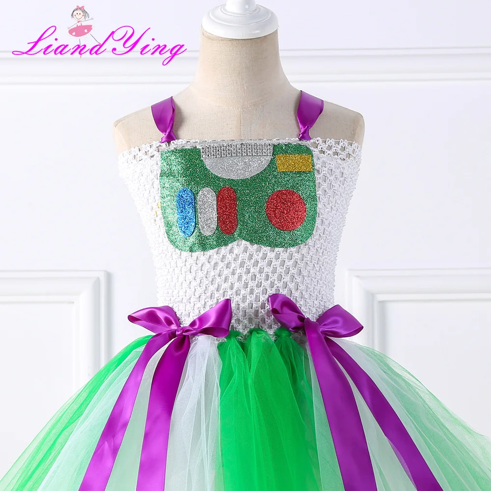 Toy Buzz Lightyear Costume for Girls Kids Christmas Halloween Tutu Dress With Cowboy Hat Scarf Birthday Party Fancy Dress view 5