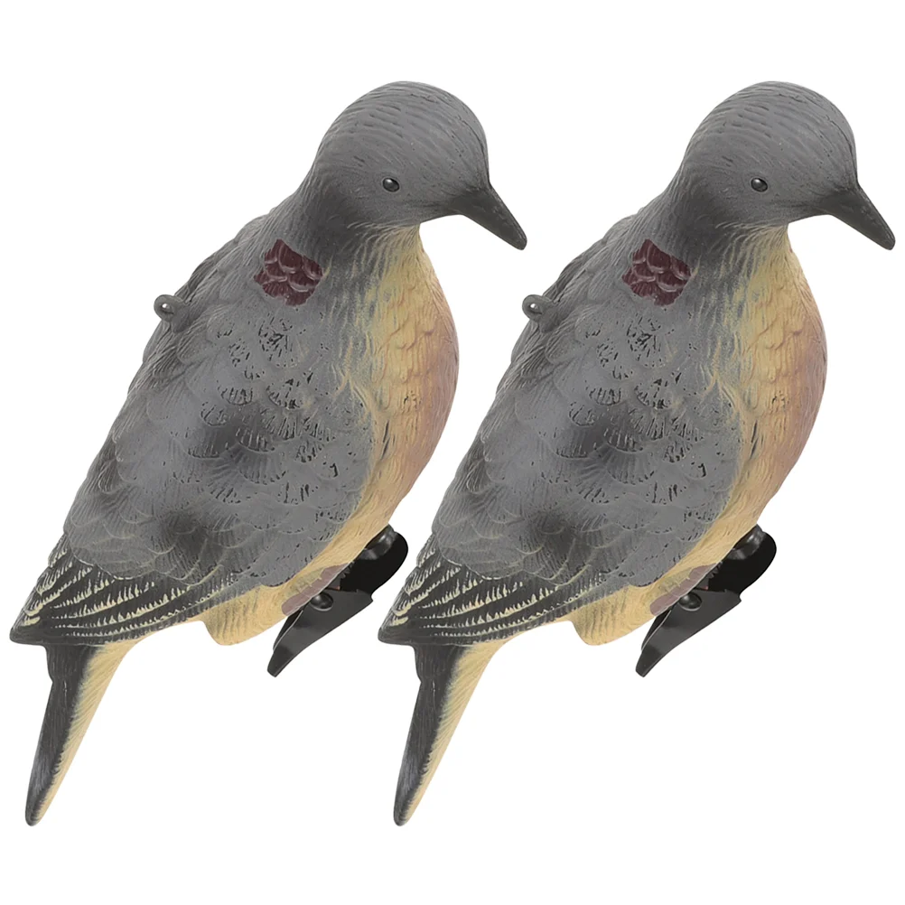 

2 Pcs Realistic Decoy Statue PE Material Hunting Bird Decor Miniature Pigeon Landscape Pigeon Bird Decoration