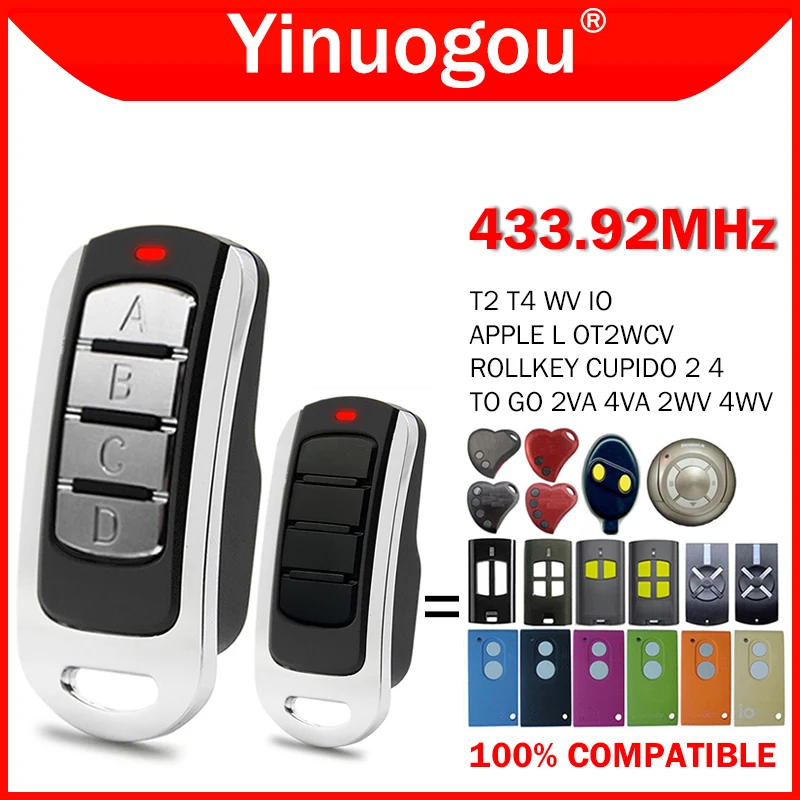 

Clone TO GO 2VA 4VA 2WV 4WV T2 T4 WV IO APPLE L OT2WCV ROLLKEY CUPIDO 2 4 Garage Door Gate Remote Control Duplicator 433.92MHz