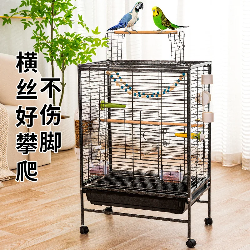 

Elevated Double-layer Bird Cage, Parrot Square Tube Cage, Household Multi-layer Horizontal Silk Breeding Xuanfeng Extra Large Sp