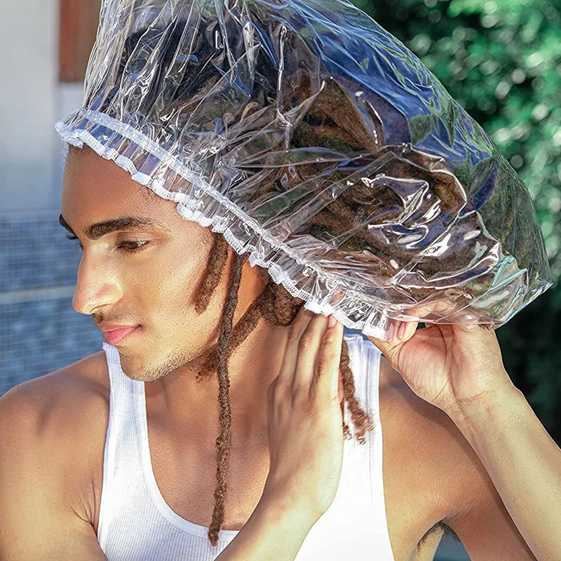 Oversized Large Transparent Shower Cap Reusable Waterproof Oil Baking Bathing Hat for Women Men Thick Long Braids Hair