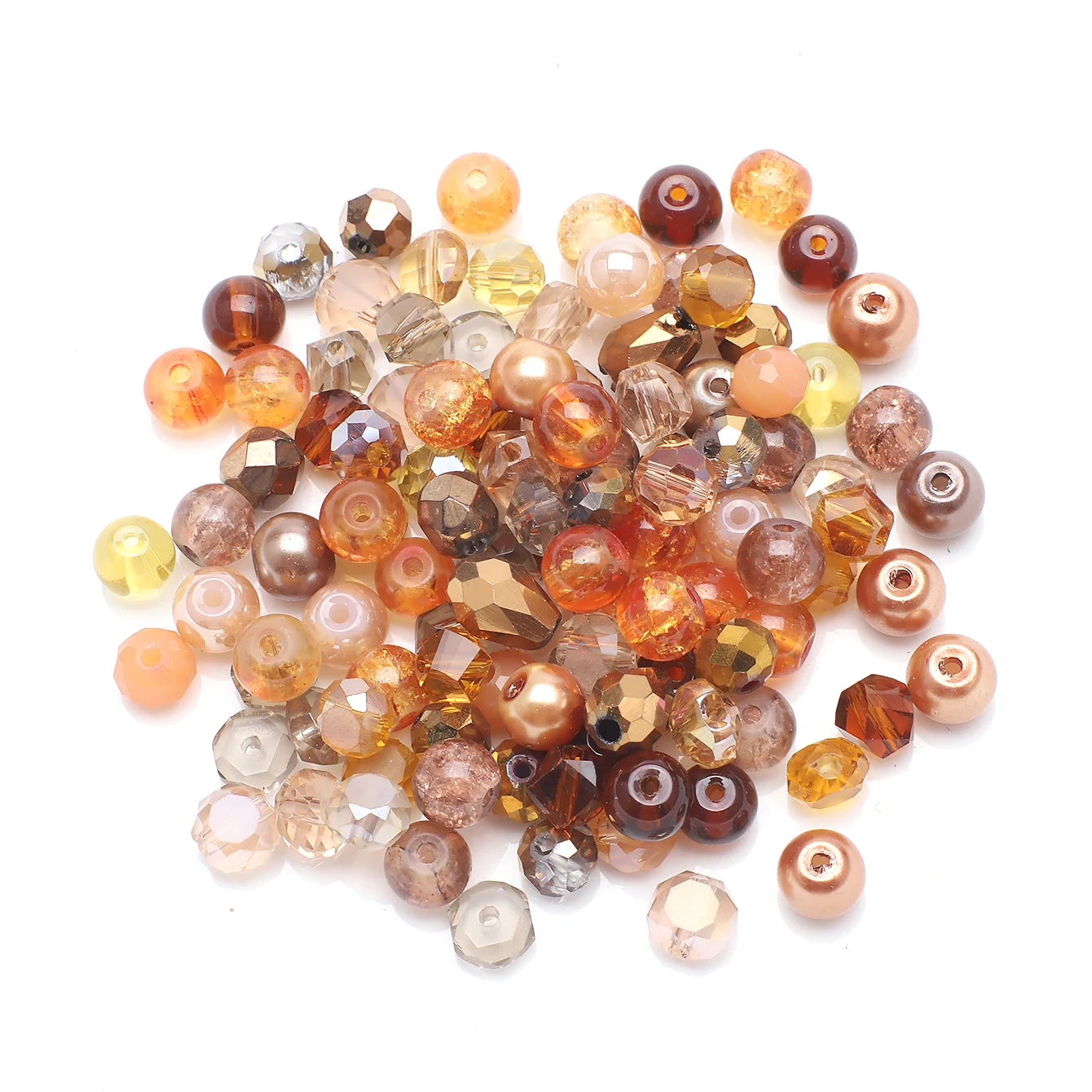 100Pcs/Lot 6mm Mixed Faceted Glass  Round Loose Spacer Beads Crystal Glass Pearl Crafts for Jewelry Making DIY Bracelet Earings