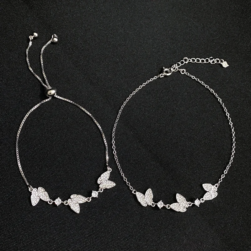 

MDLFES Moissan Diamonds Style Summer Simple Fashion Anklet Bright 3A Zirconium Hanging Loop