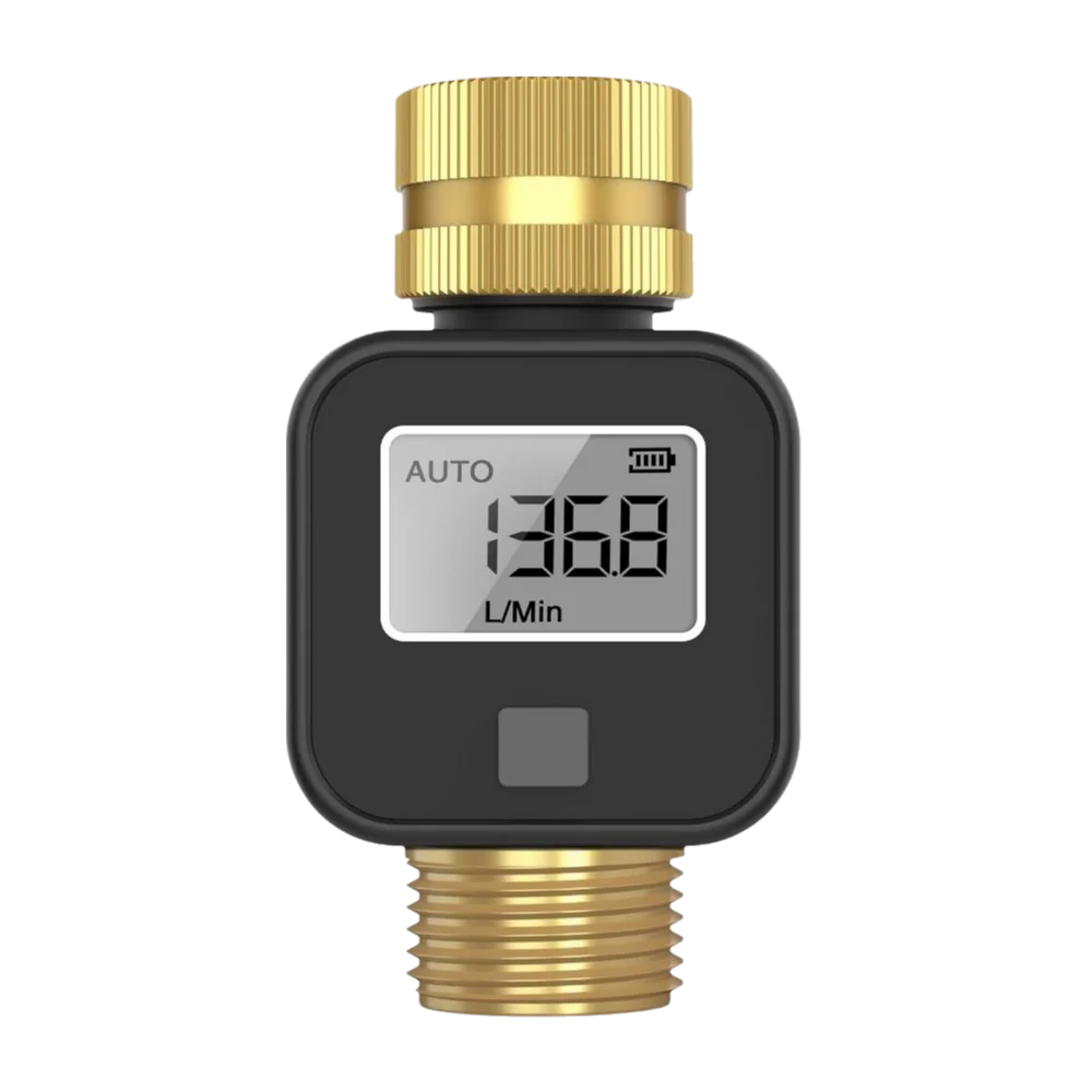IPX5 Waterproof Digital Water Flow Meter Brass Inlet Accurate Water Consumption Test Meter Movable Joint Multifunctional
