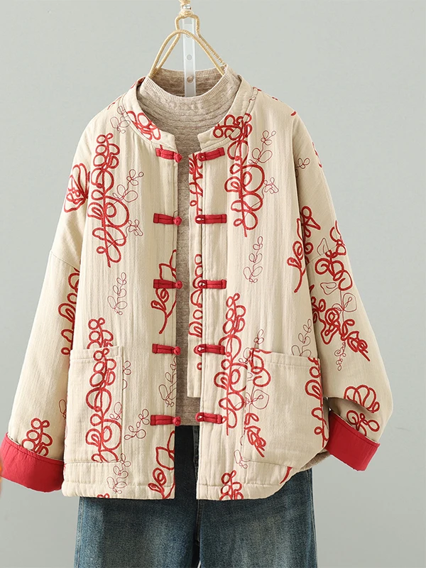 

Thi Хлопково-льняной костюм Тан, куртка с воротником-стойкой и пуговицами спереди, новая китайская зимняя верхняя одежда, женская одежда для поездок на работу, Ele Lady