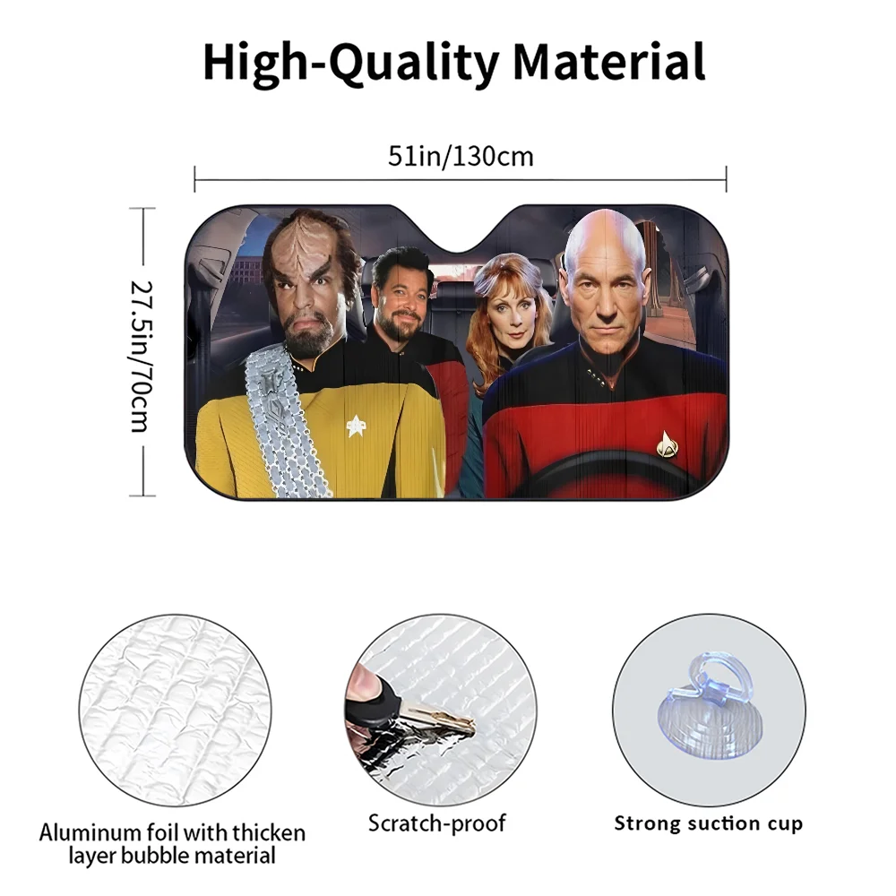 NONE S-Star Trek Movie Car Sunshade Curtains Heat-insulating Aluminum FilmReusable Suction Cup Blocks UV Rays Car Sun Visor Protector 4