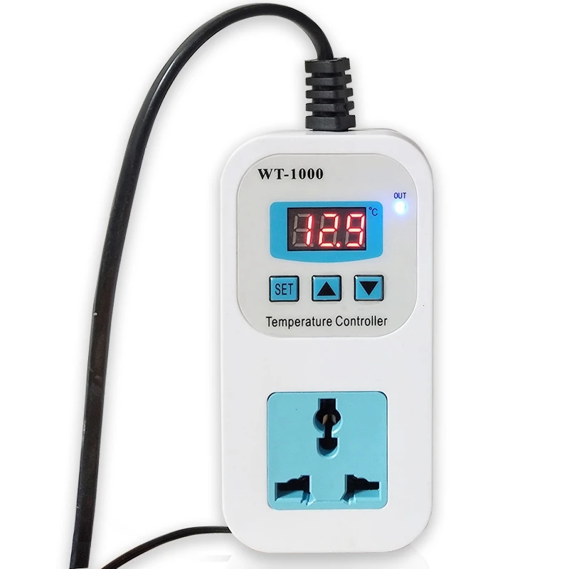 ปลั๊ก EU Wt-1000ช่องเสียบเทอร์โมมิเตอร์ไฟฟ้าอัจฉริยะปรับอุณหภูมิอัตโนมัติตู้เย็นควบคุมความร้อน SWI