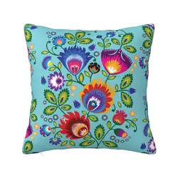 Poland Folk Flowers Throw Pillow Case Home Decorative Polish Floral Cushions Cover For Sofa Chair Square Polyester Pillowslip