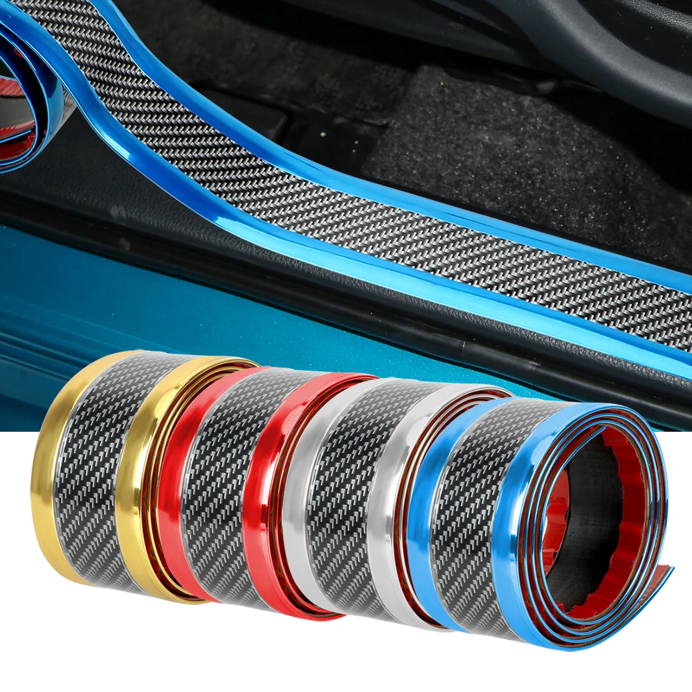 

Car Stickers Anti Scratch Door Sill Protector Rubber Strip Carbon Fiber Threshold Protection Bumper Film Styling Accessories