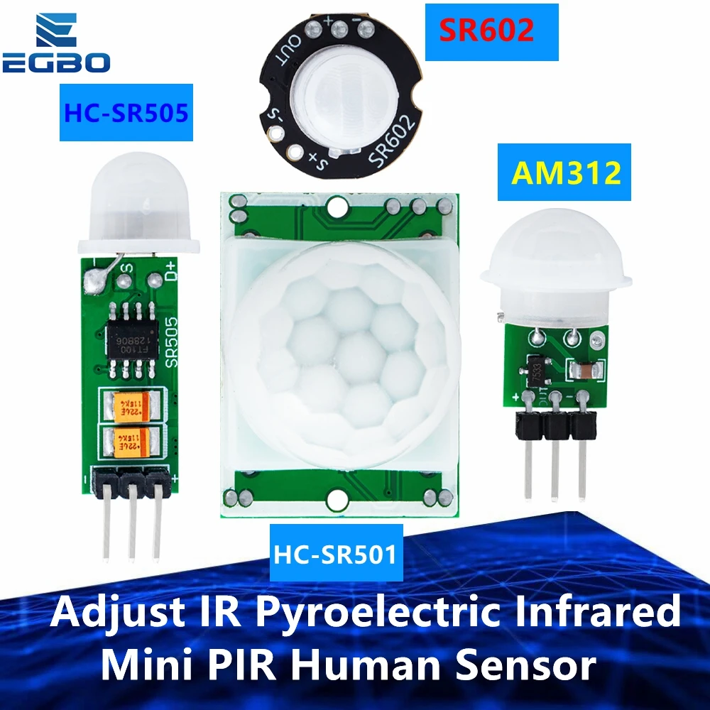 HC-SR501  AM312 HC-SR505 MH-SR602 Adjust IR Pyroelectric Infrared Mini PIR Human Sensor Detector Module Bracket for Arduino