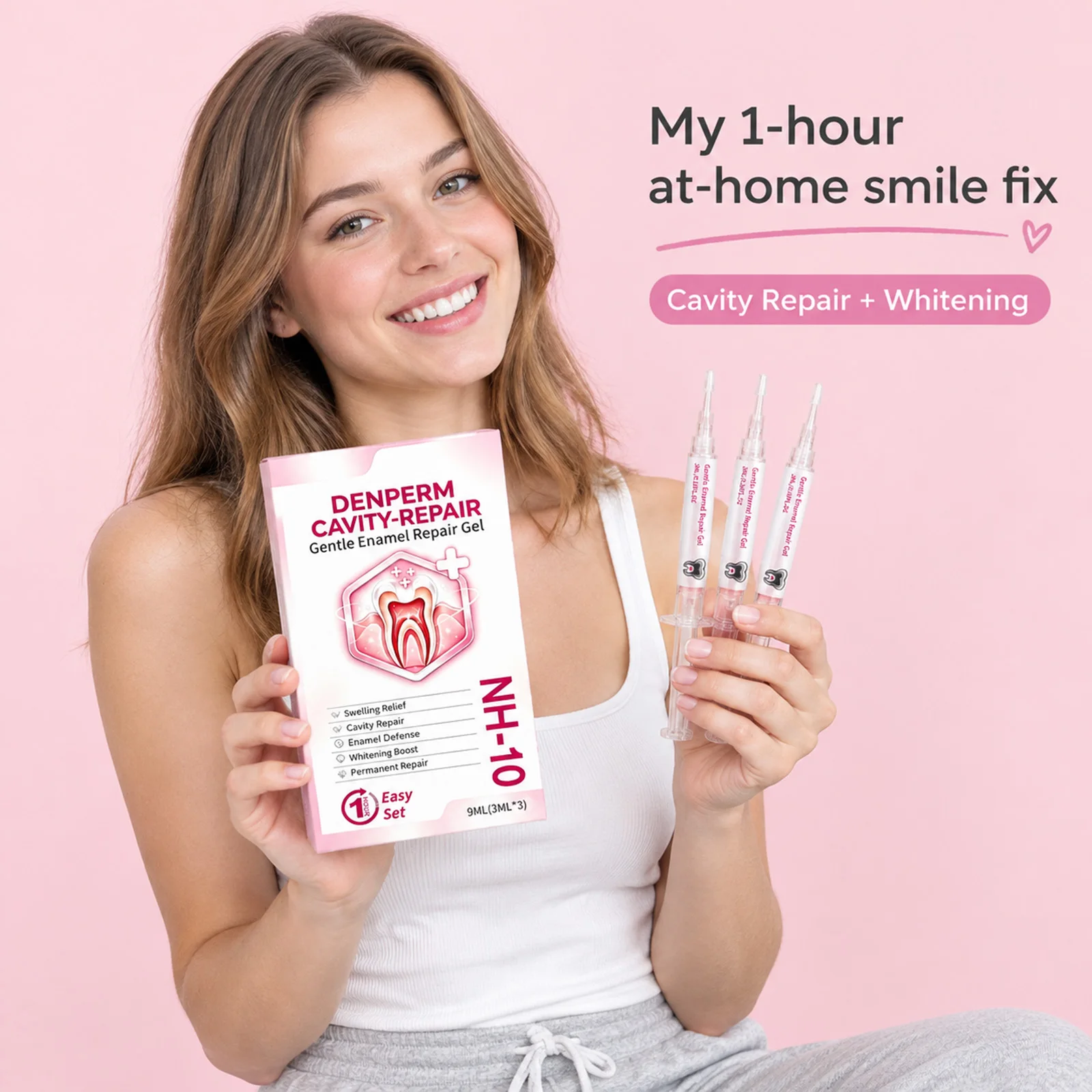 Denperm Enamel Repair Gel Tooth Sensitivity Relief Protection Dental Enamel Oral Care Syringe Kit Easy to Use