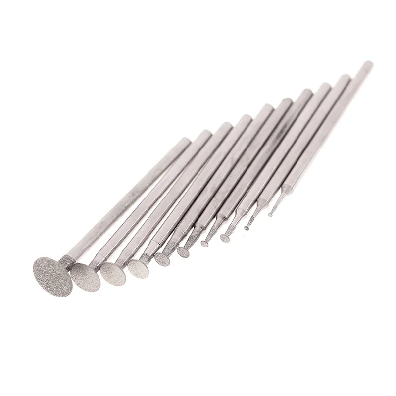 10Pcs 2.35mm Ultra-Thin T Head Shank Mounted Point Stone Jade Carve Polish Engrave Tool Grinding Bit Cone AccessoryT Ing Q Store