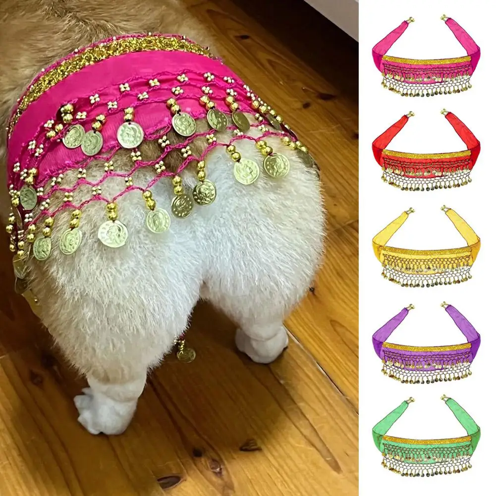 

Corgi Belly Dance Hip Towel Decorative Belt Pet Dog Skirt Shake Waist Dance Pet Accessories Dance Chain Clothes Sequin Hip O7O1