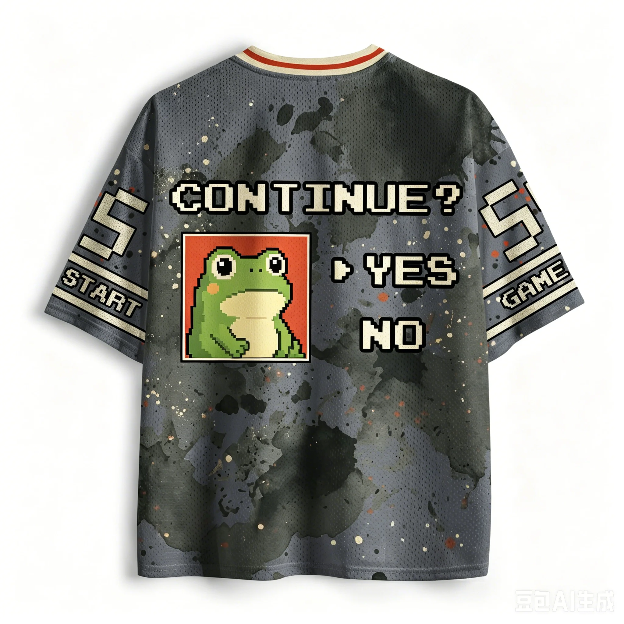 Children and Adults, Relaxed, Trendy, Flu Pixel Esports, Frog 3D Printing, Net Eye Clothing, Short Sleeves