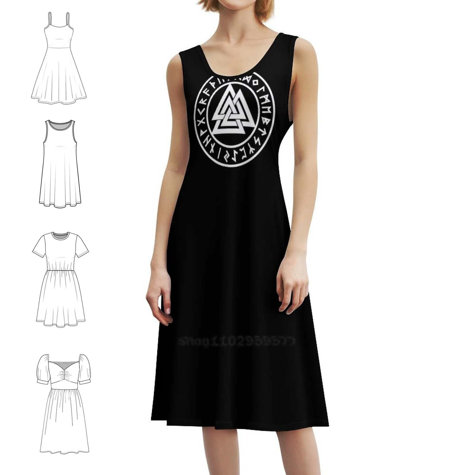 

Valknut Odin Wotans Knot Futhark Runes Hrungnir сердце платье с вырезом в форме сердца элегантное летнее праздничное платье для женщин Anne