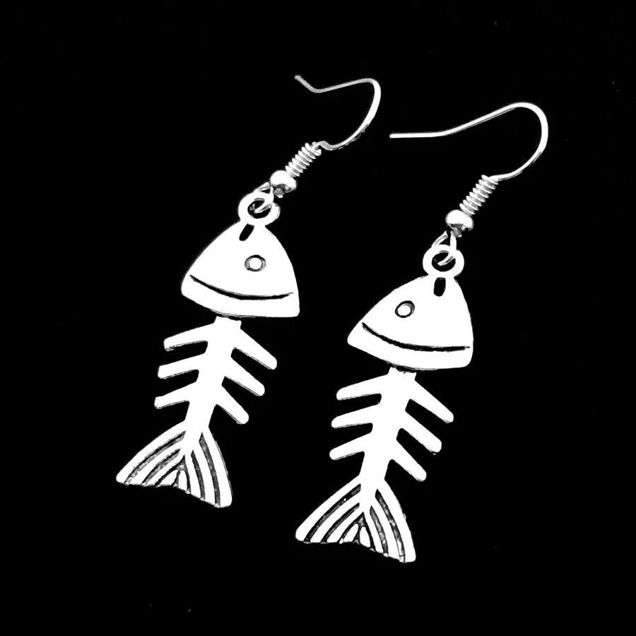 Pendientes colgantes de hueso de pescado Vintage a la moda para mujer y niña, pendientes colgantes de esqueleto de pez Retro, joyería bonita