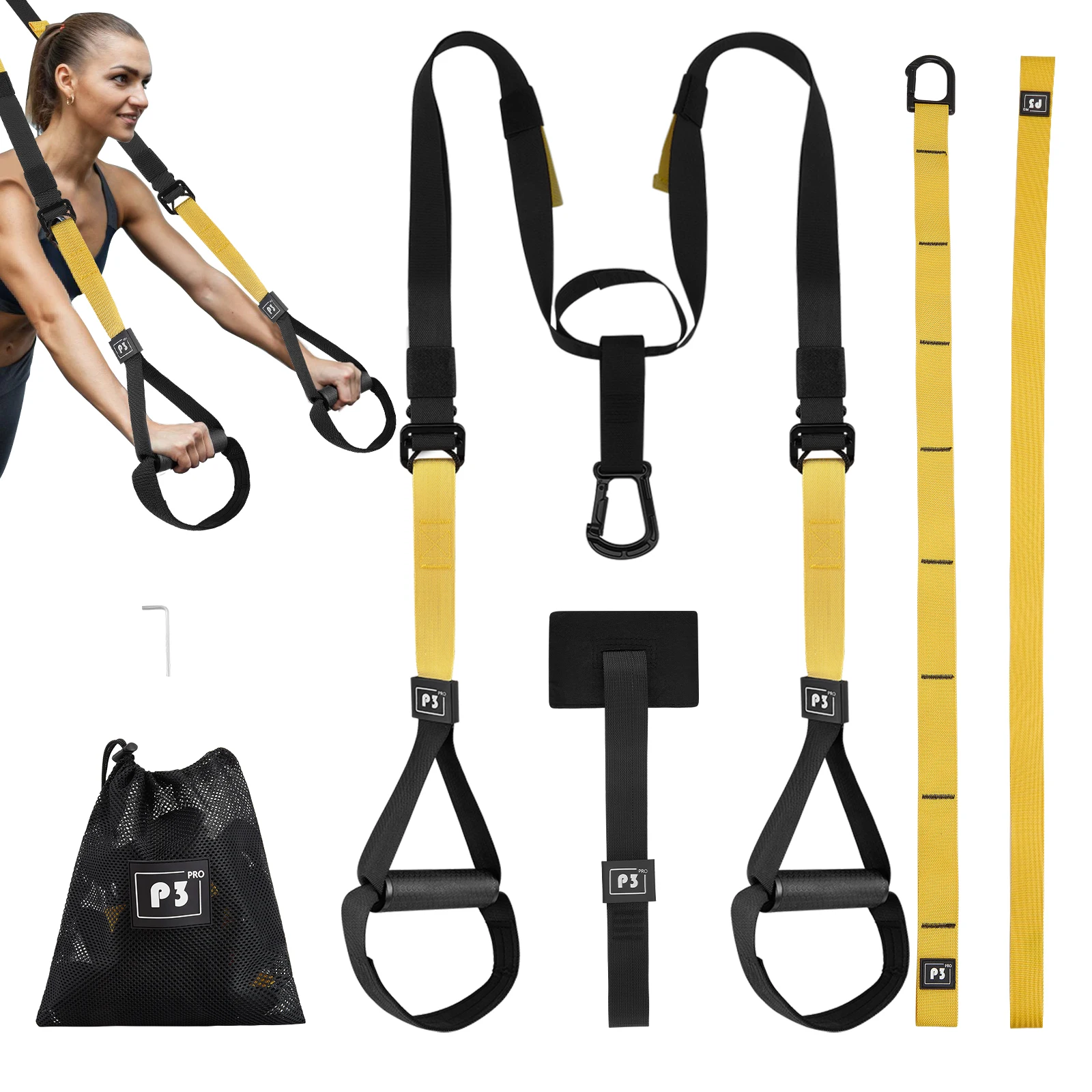 Correa de Entrenamiento de Suspensión Portátil, Entrenador de Fuerza y Potencia, Capacidad de Carga de 320 kg
