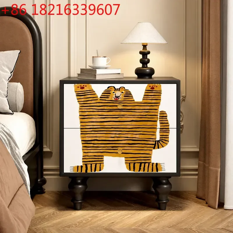 YAOSolid Wood Retro Chest of Drawers Bedroom Bedside Table Living Room Side Cabinet Multi Functional Storage Cabinet
