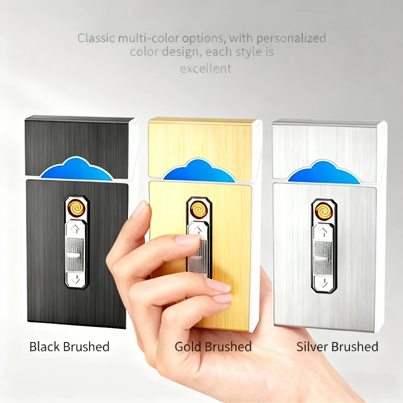 

Luminous Lady Cigarette Case With USB Lighter Can Hold 20pcs 100mm Cigarette 2-in-1 Waterproof Rechargeable Cigarette Box Holder