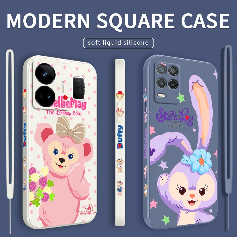 StellaLou Disney Cute Bunny Liquid Left Rope Phone Case For OPPO Realme GT2 Explorer Master Neo5 C21Y 10 9 8 4G 5G Pro Cover