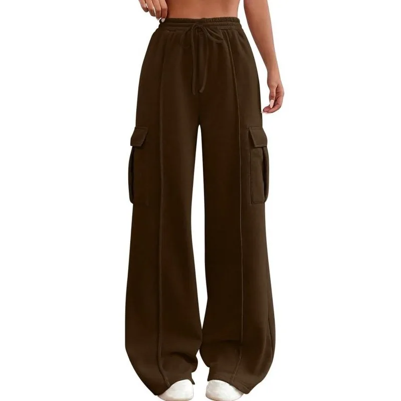 Plus Size Women's Running Sports Pants Loose Wide Leg Casual Pants Casual Exercise Jogging Pants With Pockets