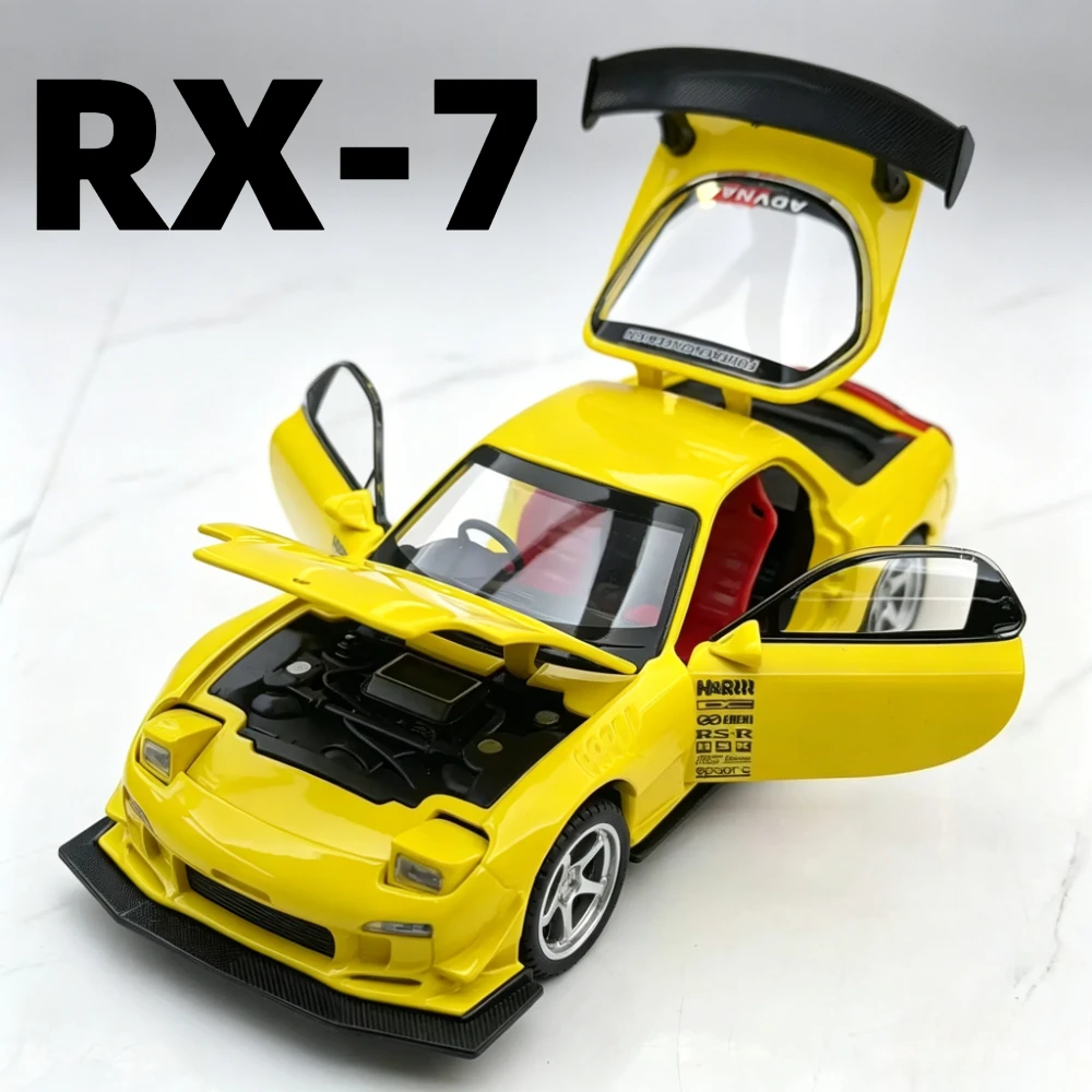 1:32 Scale RX-7 FD3S Model Car Toy Alloy Die-cast Pull Back Doors Opened Sports Cars Models Sound Light Gifts for Children