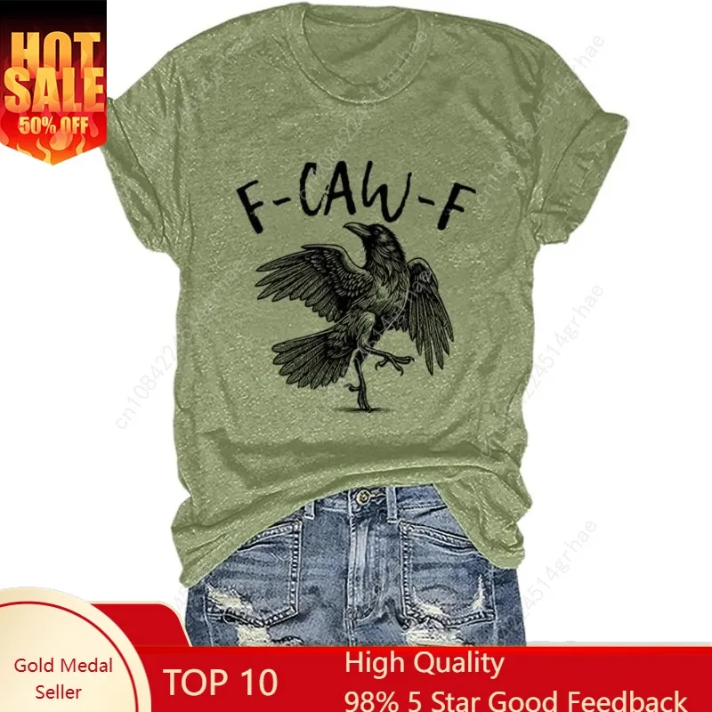 

Vintage F-Caw-F Crow Chicken Funny Halloween Bird Graphic V-Neck T-Shirt