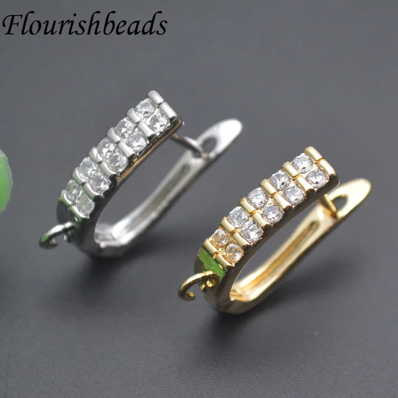 Jewelry Findings Paved CZ Beads Leverback Earwire Earring Hooks Accessories for Women DIY Fashion Earring Making