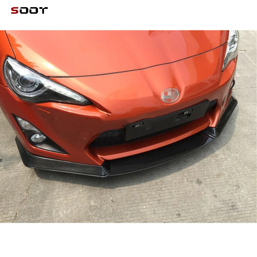 Carbon Fiber For Toyota GT86 Subaru BRZ 2013-2017 Front Bumper Lip Chin Spoiler Splitter Diffuser 3PCS Body Kit