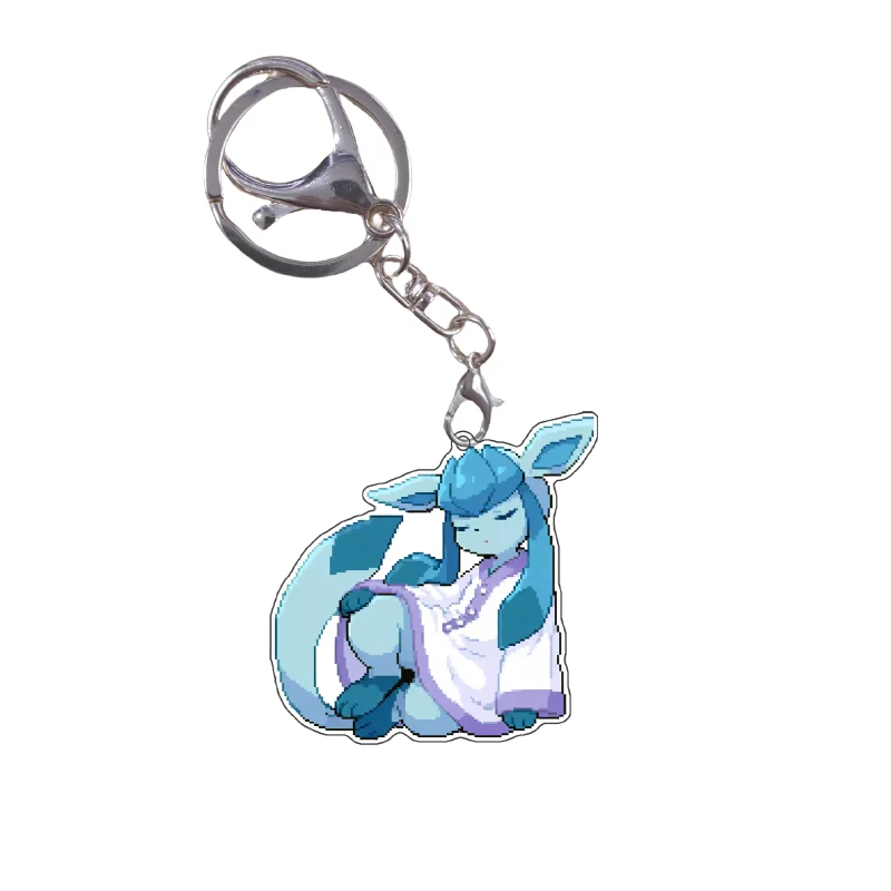 Gantungan Kunci Pokemon Tidur Sylveon Eevee Leafeon Espeon Umbreon Vaporeon Glaceon Karakter Permainan Anime Dekorasi Liontin Akrilik