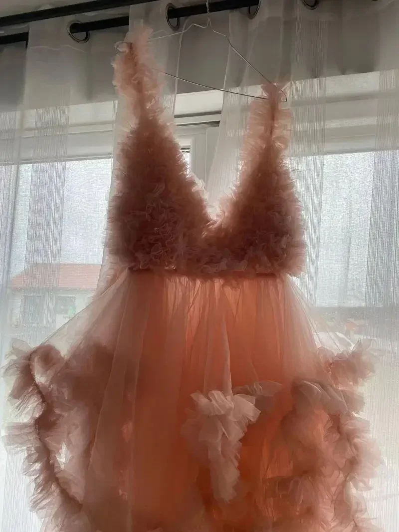 Vestidos de maternidad con cuello en V para mujeres embarazadas, ropa de sesión de fotos, accesorios de fotografía, Sexy, rosa, Baby Shower