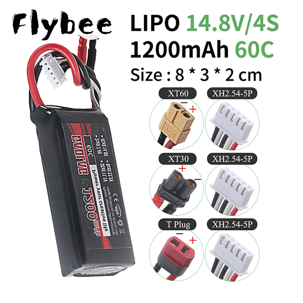 High Rate 60C Softcase Battery 4S 14.8V 1200mAh Lipo Battery with XT30 XT60 T Connector for RC Car Truck Airplane UAV Drone Boat