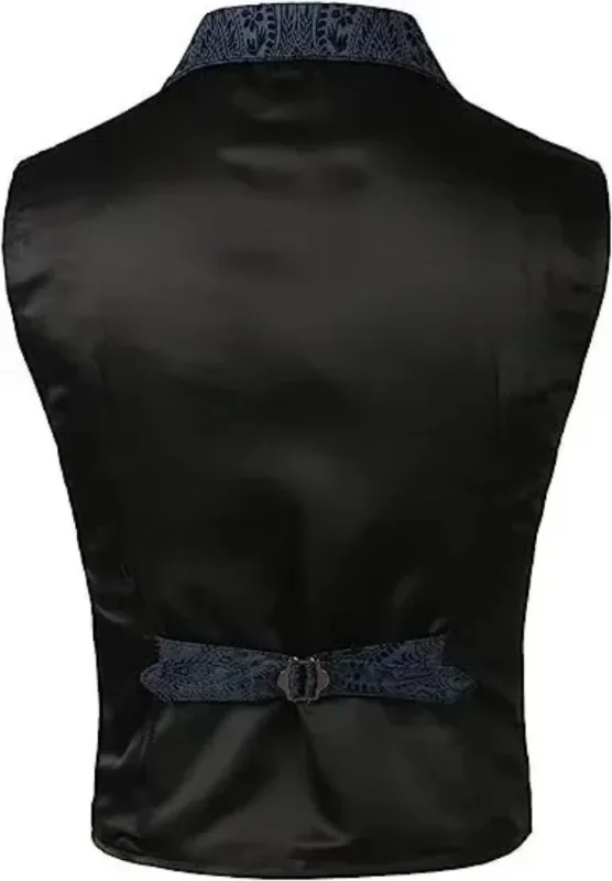 Herren Viktorianische Blumen-Jacquard-Weste mit Revers, Einreihig, Schmale Passform, Anzugweste für Formelle Anlässe, Hochzeiten, Partys, Business, Verschiedene Farben – Detail 14
