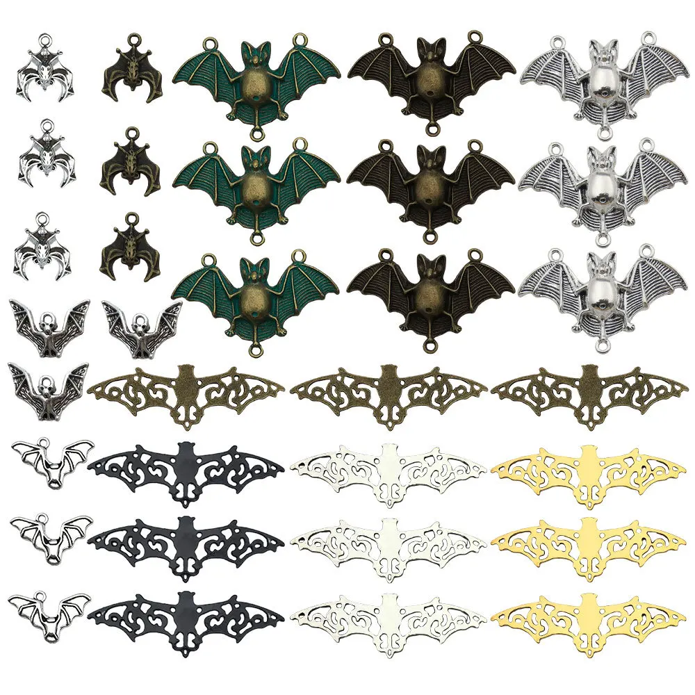 30Pcs Mixed Vintage Alloy Bat Charms Pendant Set DIY Handmade Jewelry Making Accessories for Necklace Bracelet
