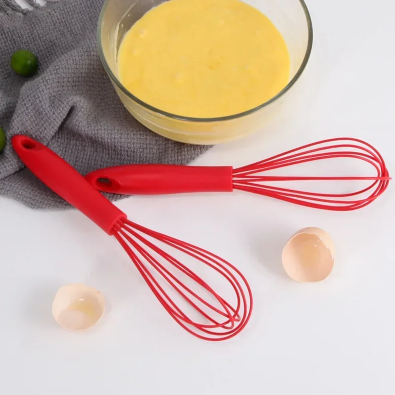 2pcs/set Multifunctional Rotating Manual Whisk Mixer Mini Plastic Kitchen Whisk Baking Tool Silicone Whisk