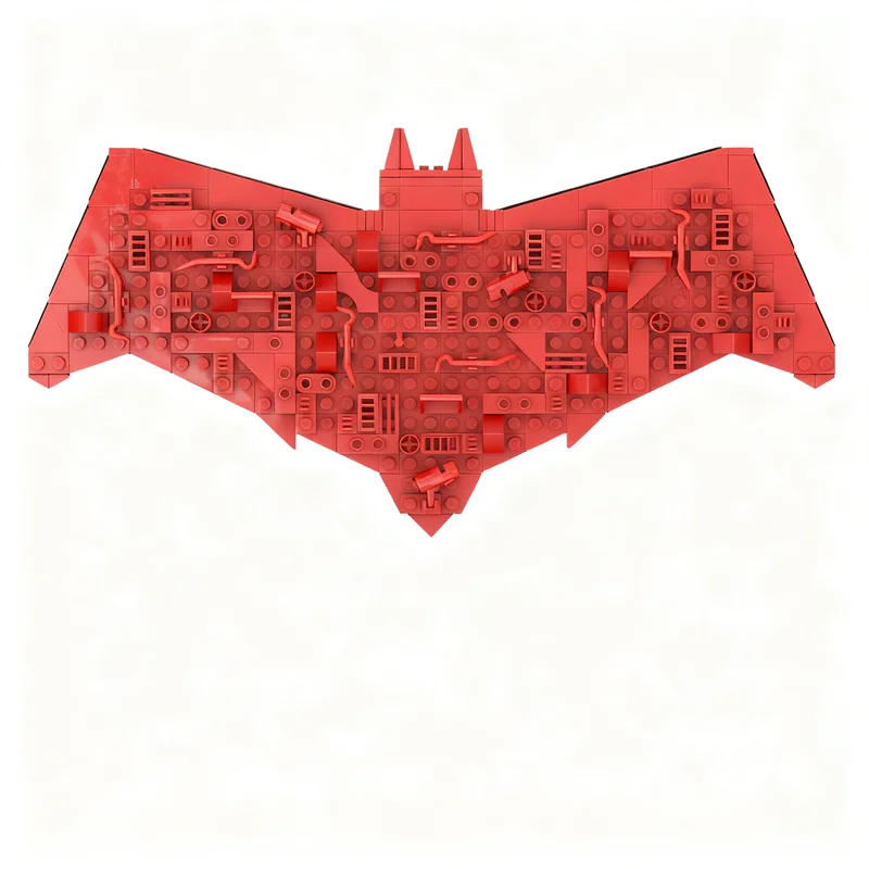 Image of 546 Teile MOC Red Hood Logo Superhelden DC Bat Modell Spielzeug-Bausteine Architektur Weihnachtsgeschenk 3D Kreative Präsentation Geburtstag