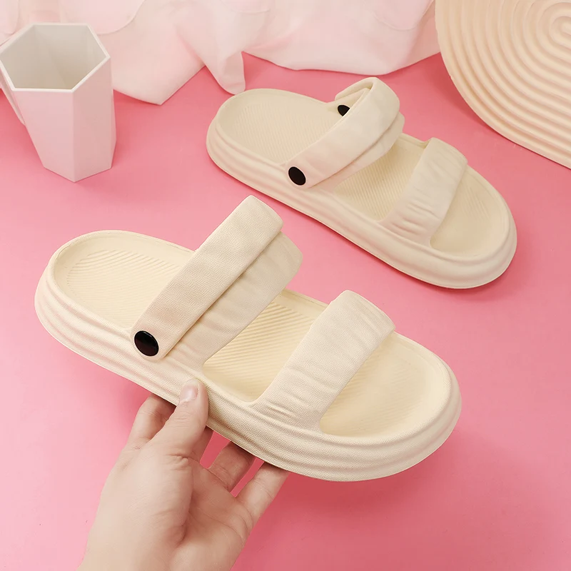 Sandalias de plataforma gruesa para mujer, chanclas antideslizantes de suela suave Eva para interiores, verano 2024