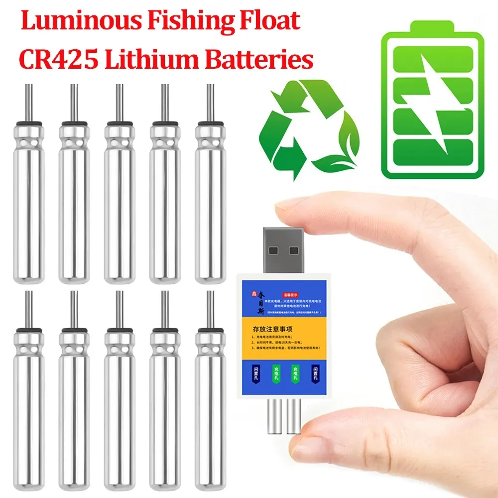 10-5pcs Electronic Floats CR425 Lithium Pin Batteries Luminous Fishing Float Buoy Tools Night Fishing Accessories Tackles